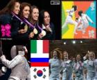 Kadın folyo takım eskrim podyum, İtalya ve Rusya ve Güney Kore - Londra 2012-